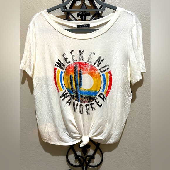 BLVD Tops - Juniors Front Tie Tshirt